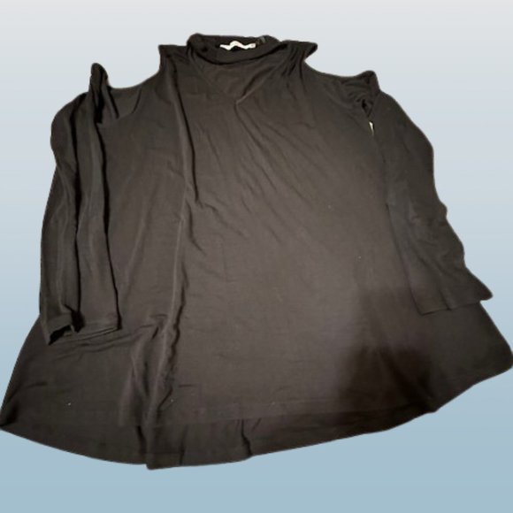 Black Choker Neck / Cold Shoulder Tunic Top (2) - Picture 6 of 12